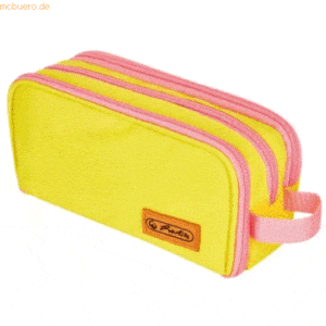 Herlitz Schüleretui Doppelfaulenzer Neon Polyester 235x75mm gelb/rosa